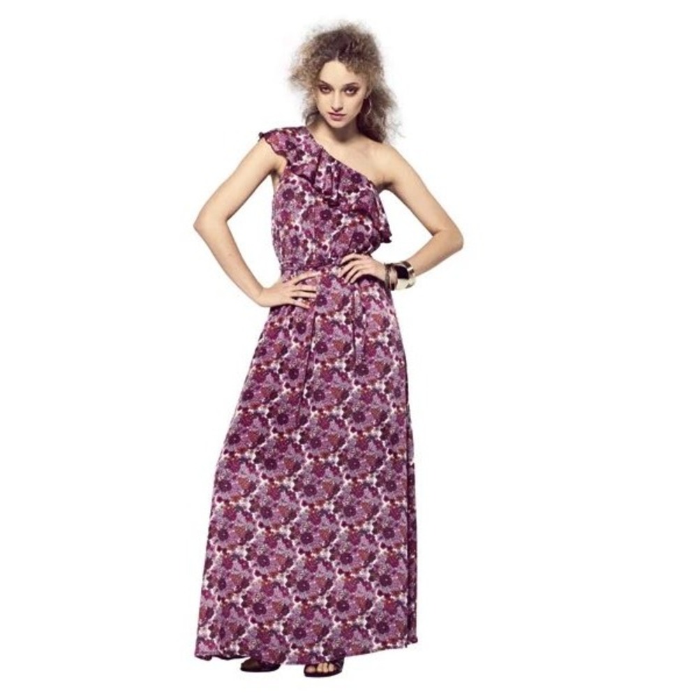 Liberty of London Target One Shoulder Floral Maxi Dress M Pink Cottage‎ Whimsy